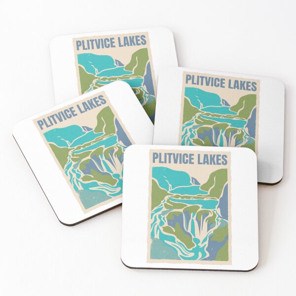 Item preview, Plitvice Lakes Poster – Minimalist Waterfall Landscape | Vintage Travel Wall Art designed and sold by MiszungART.