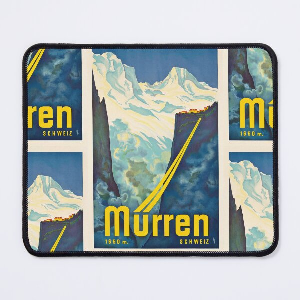 Item preview, Mürren Schweiz Snowy Mountain Landscape Cliffside Village Travel Poster : Vintage Artwork designed and sold by artofuniverse.