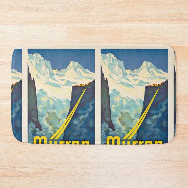 Item preview, Mürren Schweiz Snowy Mountain Landscape Cliffside Village Travel Poster : Vintage Artwork designed and sold by artofuniverse.