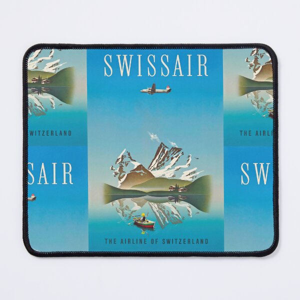 Item preview, Swissair Airplane Over Alpine Lake Snowy Mountains Travel Poster : Vintage Airline designed and sold by artofuniverse.