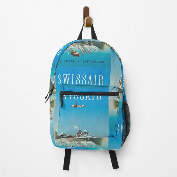 Item preview, Swissair Airplane Over Alpine Lake Snowy Mountains Travel Poster : Vintage Airline designed and sold by artofuniverse.