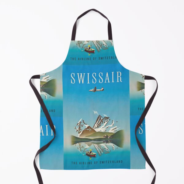 Item preview, Swissair Airplane Over Alpine Lake Snowy Mountains Travel Poster : Vintage Airline designed and sold by artofuniverse.