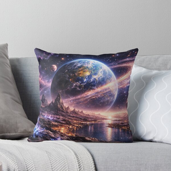 Item preview, Alien Planet View Wall Art – Cosmic Landscape From Another World Metal Print designed and sold by RevieusaR.