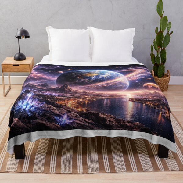 Item preview, Alien Planet View Wall Art – Cosmic Landscape From Another World Metal Print designed and sold by RevieusaR.