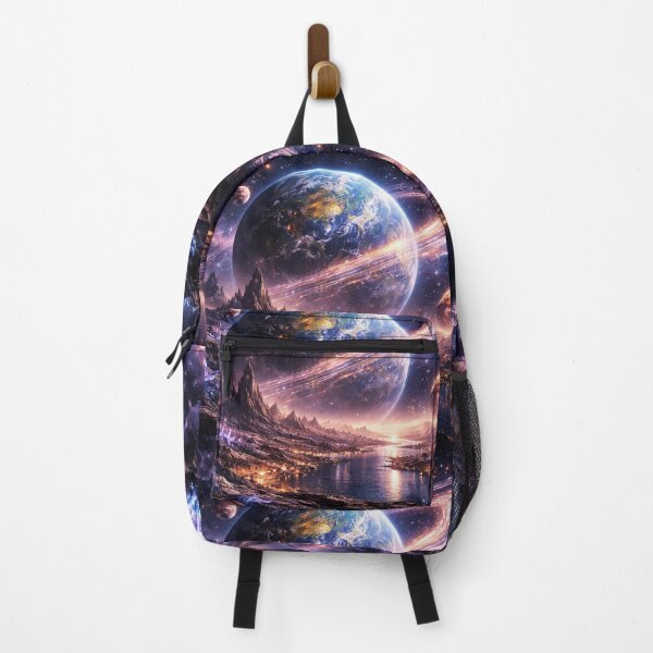 Item preview, Alien Planet View Wall Art – Cosmic Landscape From Another World Metal Print designed and sold by RevieusaR.