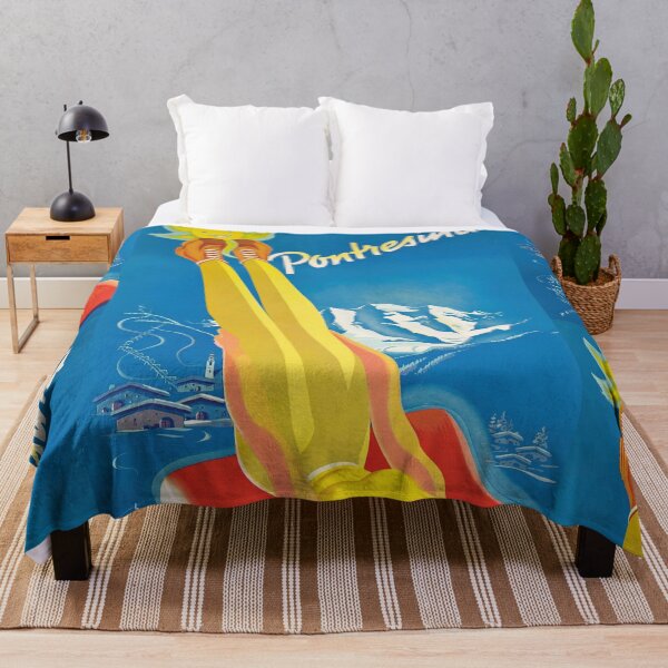Item preview, Pontresina Woman Sunbathing In Mountains Ski Resort Travel Poster : Vintage Illustration designed and sold by artofuniverse.