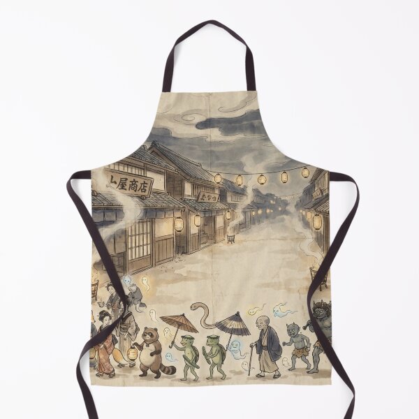 Item preview, Yokai Parade in Edo Street – Cute Hyakki Yagyo Japanese Folklore Art designed and sold by Mori-no-Akari.