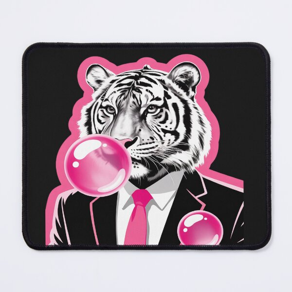 Item preview, Tiger in suit blowing pink bubble gum designed and sold by Rackaam.