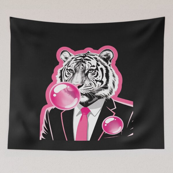 Item preview, Tiger in suit blowing pink bubble gum designed and sold by Rackaam.