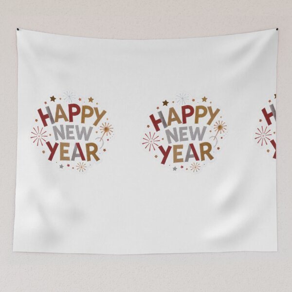 Item preview, Happy New Year Fireworks Typography Design designed and sold by RizzLab.