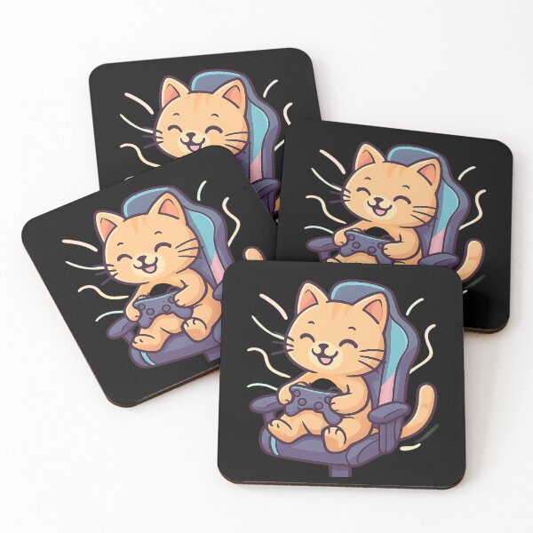Item preview, Pastel Gamer Cat - Cute Cartoon Playing on RGB Chair designed and sold by MKreative Studio.