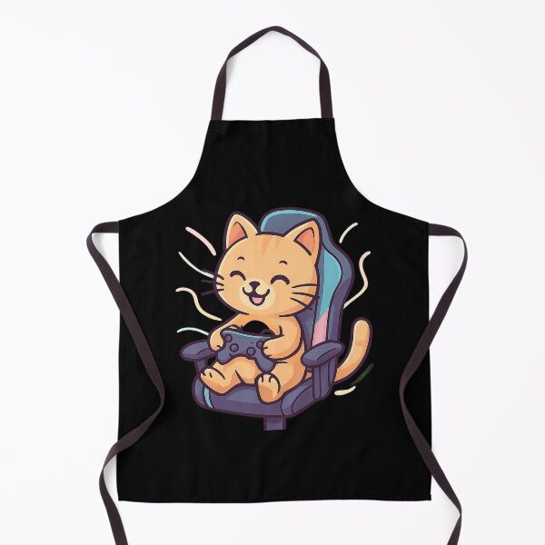 Item preview, Pastel Gamer Cat - Cute Cartoon Playing on RGB Chair designed and sold by MKreative Studio.