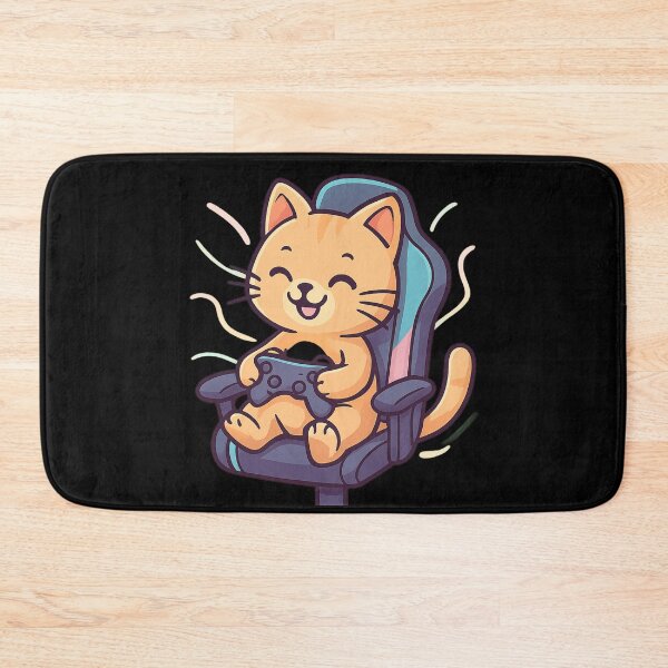 Item preview, Pastel Gamer Cat - Cute Cartoon Playing on RGB Chair designed and sold by MKreative Studio.