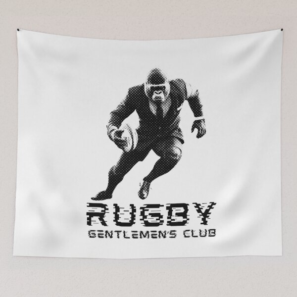 Item preview, Rugby Gentlemens Club Gorilla Rugby Player Halftone designed and sold by TrueArtsStore.