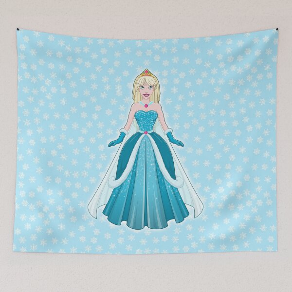 Item preview, Snow Princess in Blue Dress with Snowflake Background designed and sold by Liron Peer's Magical Store.