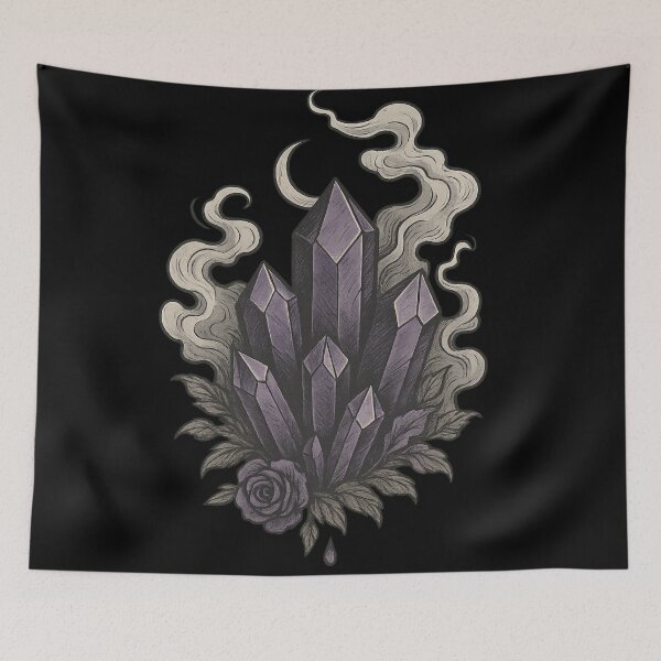 Item preview, Purple Crystal Cluster with Crescent Moon and Rose designed and sold by Mouraludia.