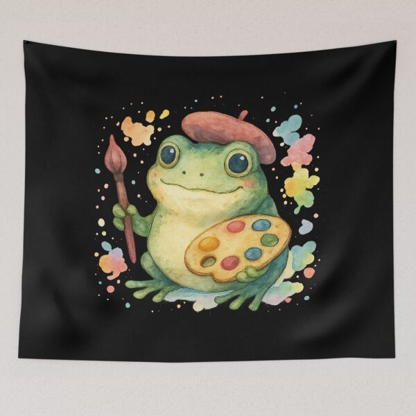 Item preview, Whimsical Frog Artist in Watercolor designed and sold by MKreative Studio.
