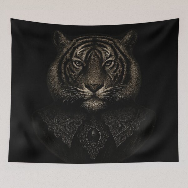 Item preview, Gothic Tiger Portrait – Dark Elegant Tiger with Baroque Detail designed and sold by Mouraludia.
