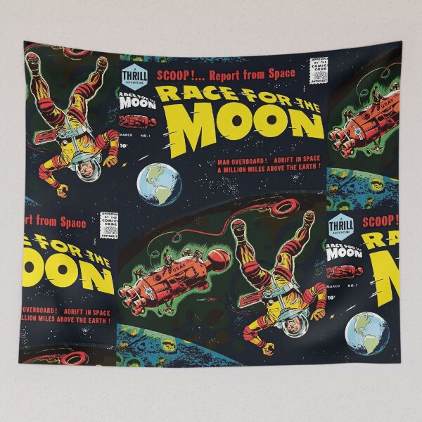 Item preview, Retro Space Adventure Astronauts In Orbit Poster : Vintage Sci Fi designed and sold by artofuniverse.