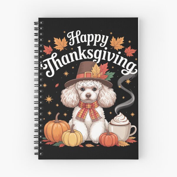 Item preview, Poodle Thanksgiving Drinks Coffee Fall Leaves Pumpkins  designed and sold by VerseFarm.