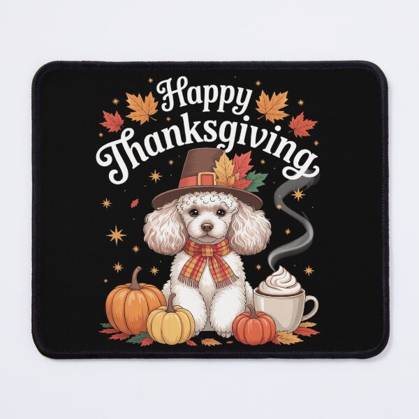 Item preview, Poodle Thanksgiving Drinks Coffee Fall Leaves Pumpkins  designed and sold by VerseFarm.