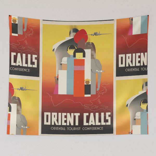 Item preview, Orient Calls Oriental Travel Advertisement Stylized Figures Poster : Art Deco Tourism designed and sold by artofuniverse.