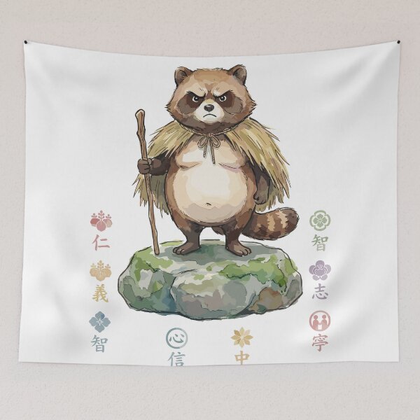 Item preview, Japanese Folklore: Eight Blessings Guardian Tanuki Raccoon designed and sold by bapupa.