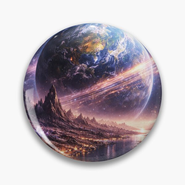 Artikelvorschau, Wandbild „Gefrorener Alienplanet“ – Metalldruck „Eiswelt unter einem Ringplaneten“ entworfen und verkauft von RevieusaR.