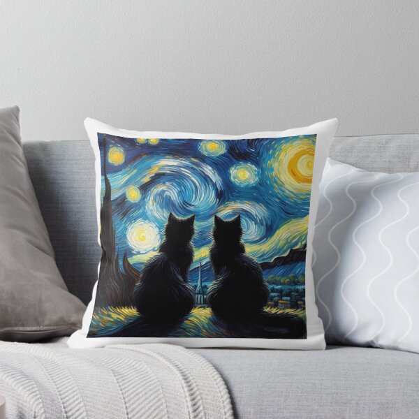Item preview, Van Gogh Starry Night Black Cats Lover Art for Cat Mom Cat Dad designed and sold by KevinorNorris.