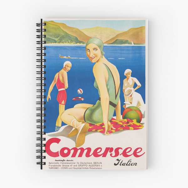 Item preview, Comersee Italien Vintage Beach Swimmers Lakeside Mountains Travel Poster : Art Deco designed and sold by artofuniverse.
