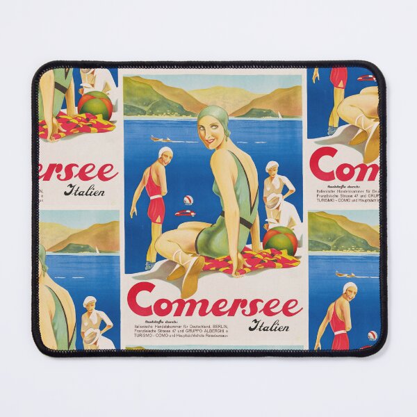 Item preview, Comersee Italien Vintage Beach Swimmers Lakeside Mountains Travel Poster : Art Deco designed and sold by artofuniverse.