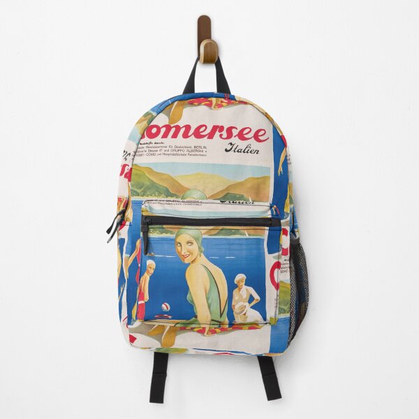 Item preview, Comersee Italien Vintage Beach Swimmers Lakeside Mountains Travel Poster : Art Deco designed and sold by artofuniverse.