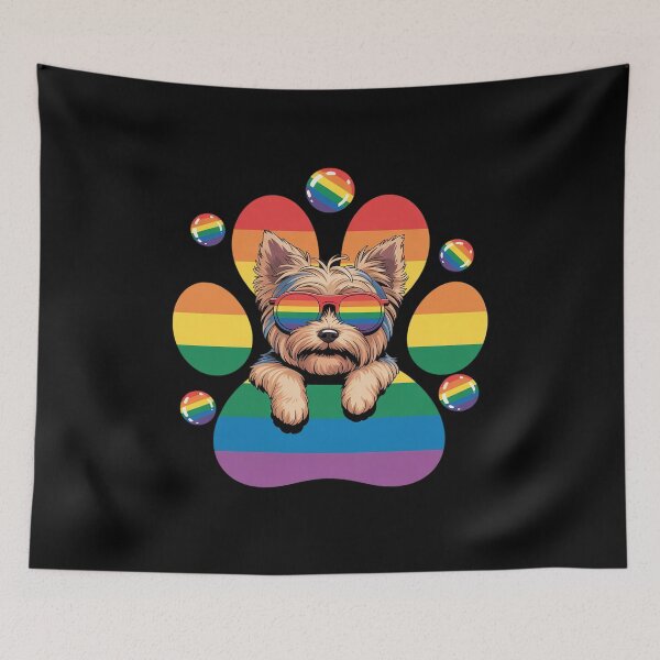 Item preview, LGBT Yorkshire Terrier Rainbow Dog Paw Lesbian Gay Pride  designed and sold by RsFilsingerArt.