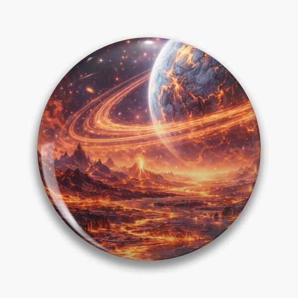 Artikelvorschau, Wandbild „Lava-Alienplanet“ – Metalldruck einer vulkanischen Ringwelt entworfen und verkauft von RevieusaR.