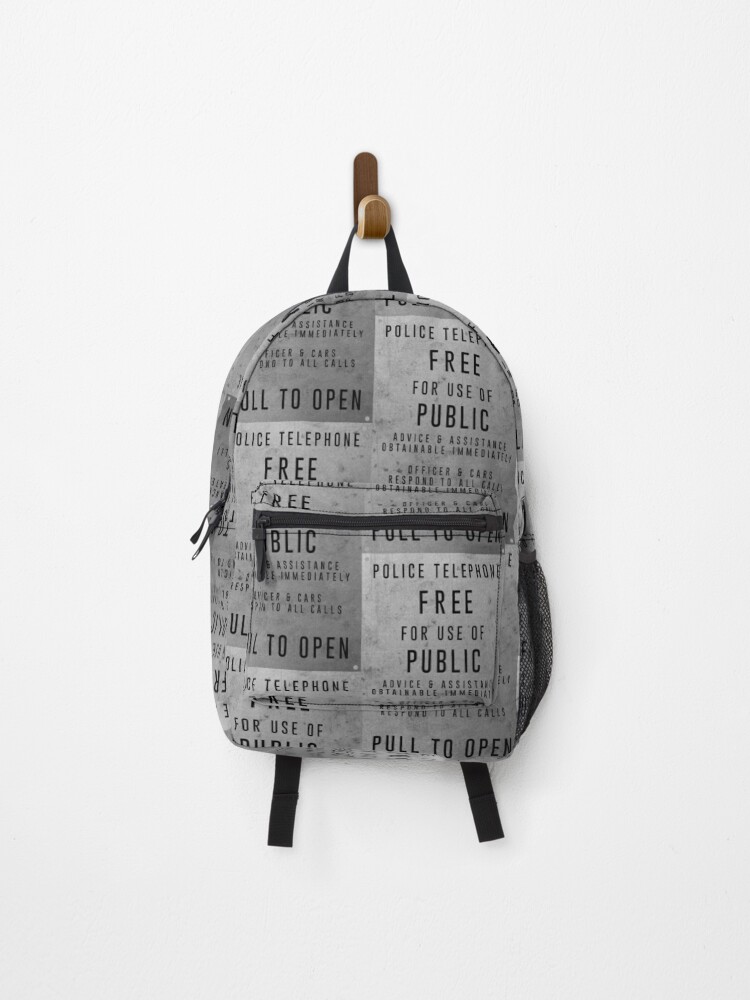 Thumbnail 1 of 3, Backpack, Police Box Sign designed and sold by Logo-A-GoGo.