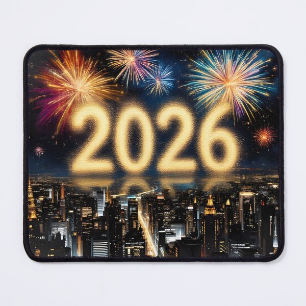 Item preview, Happy New Year 2026 Fireworks Gold Celebration Over City designed and sold by DreamyWallVibes.