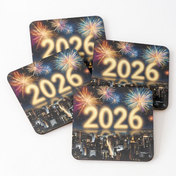 Item preview, Happy New Year 2026 Fireworks Gold Celebration Over City designed and sold by DreamyWallVibes.