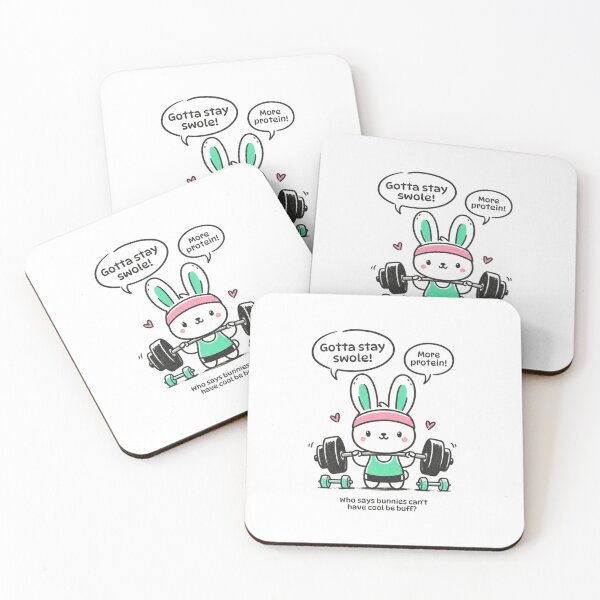 Item preview, Kawaii Gym Bunny — Cute Weightlifting Rabbit Cartoon for Fitness Lovers designed and sold by HBDStudio.