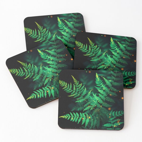 Item preview, Glowing Green Fern Leaves – Magical Nature Botanical Aesthetic Art designed and sold by DreamyWallVibes.