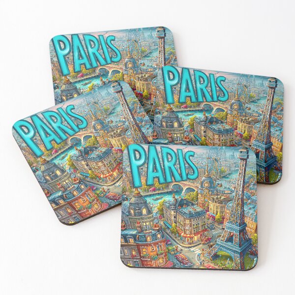Item preview, Colorful Illustrated Map of Paris with Iconic Landmarks designed and sold by Artessie.