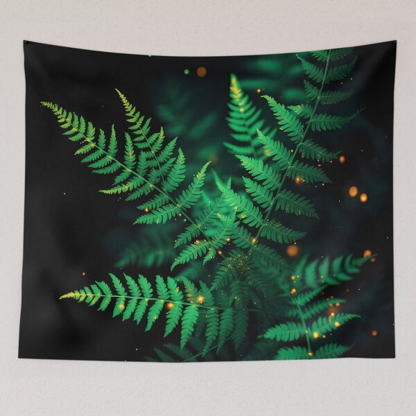 Item preview, Glowing Green Fern Leaves – Magical Nature Botanical Aesthetic Art designed and sold by DreamyWallVibes.