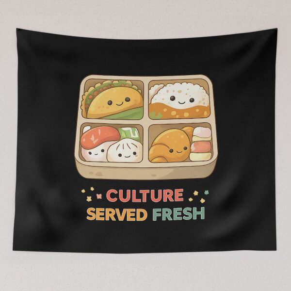 Item preview, Culture Served Fresh – Kawaii Food Cultural Fusion Bento Illustration designed and sold by SidTastic .