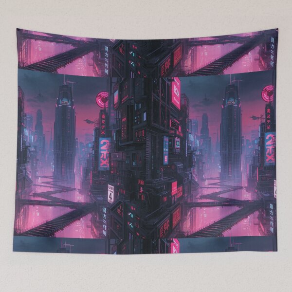 Item preview, Neon Cyberpunk City – Y2K Futuristic Asian Cityscape2 designed and sold by Gadet100.