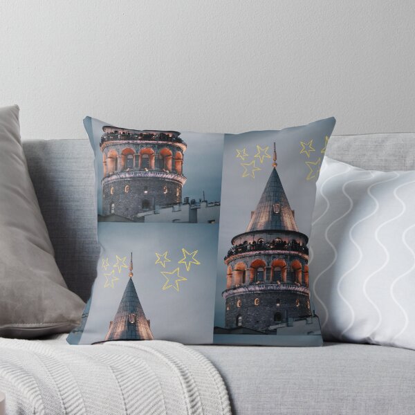 Item preview, Galata Tower at Dusk with Hand Drawn Stars – Aesthetic Travel Art Illustration designed and sold by ROHITJIDEGINER.