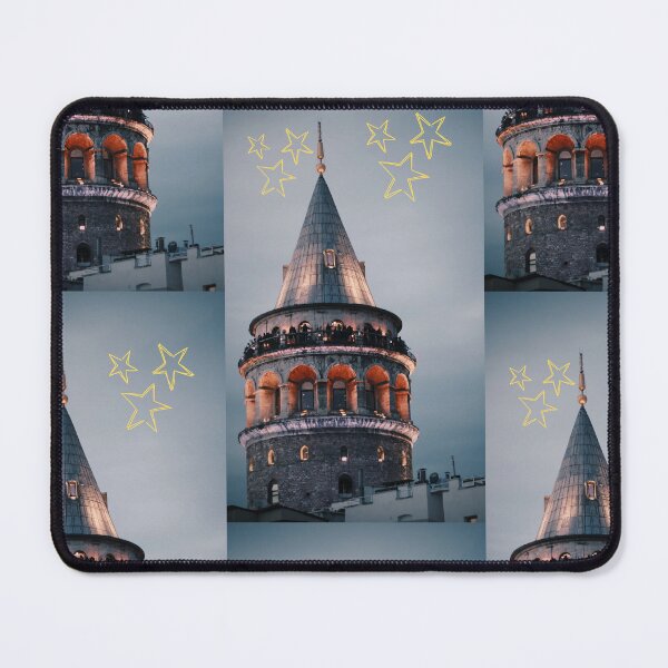 Item preview, Galata Tower at Dusk with Hand Drawn Stars – Aesthetic Travel Art Illustration designed and sold by ROHITJIDEGINER.