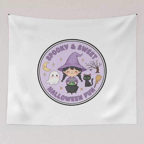 Item preview, Frightfully Cute Chibi Witch and Pumpkin Trick or Treat designed and sold by GeminiDaydreamer.