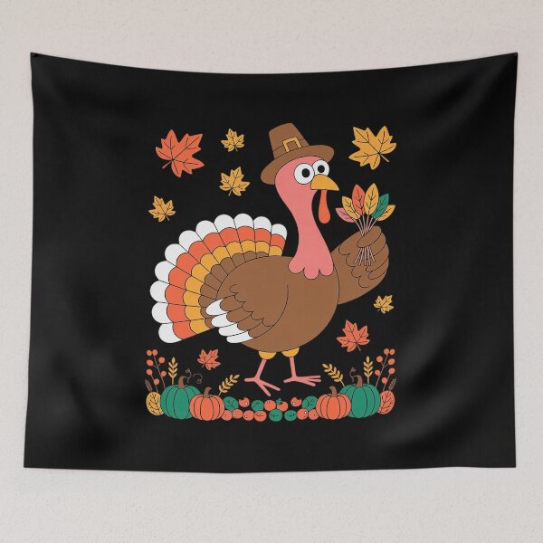 Item preview, Thanksgiving Flamingo As Turkey Holding Fall Leaves Pumpkin  designed and sold by VerseFarm.