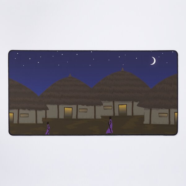 Item preview, Sleepy African Village Under a Starry Night Sky designed and sold by MammothArt.