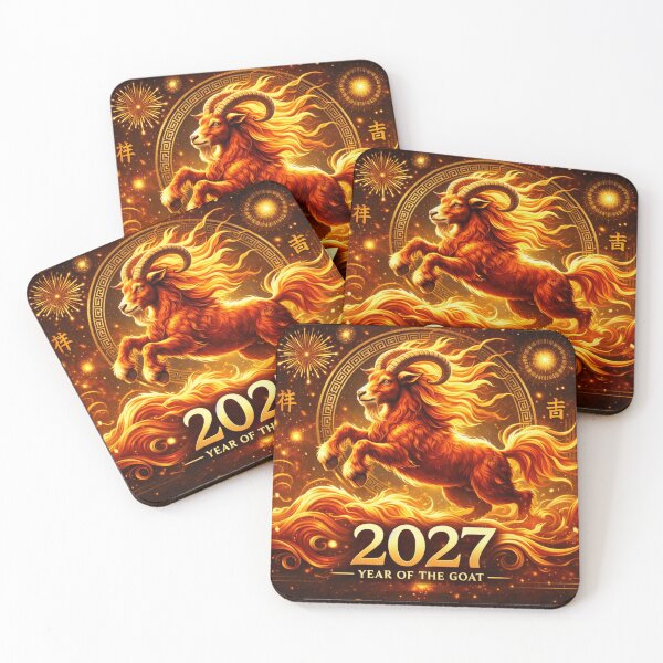Item preview, Fire Goat 2027 Chinese New Year – Year of the Goat Zodiac Art designed and sold by Myōhō Print Co..