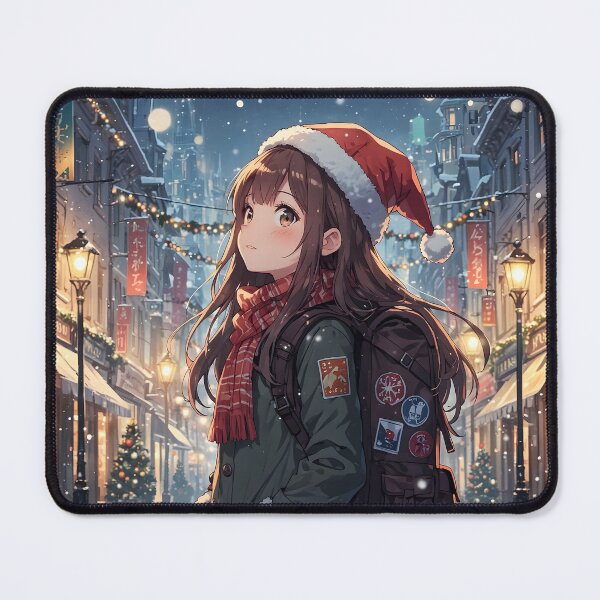 Item preview, Anime Woman Traveler Christmas Winter - Solo Travel Adventure Art designed and sold by Chibifaceneko.